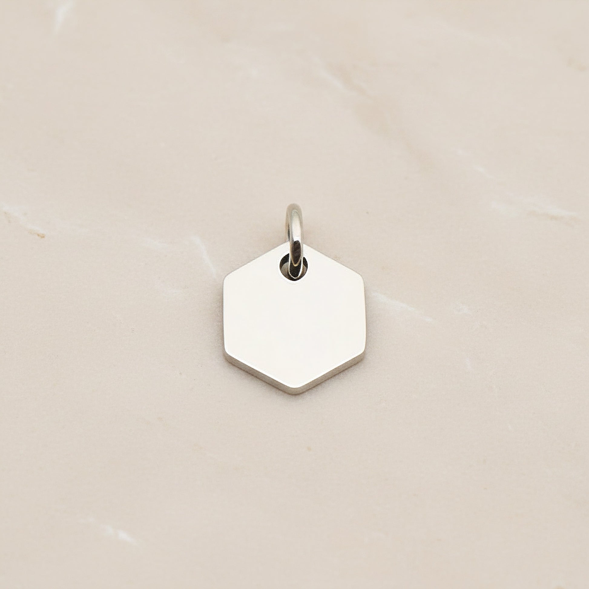 Hexagon Surgical Steel 8mm Pendant, 2 Pc - Silver NO ENGRAVING (SG.014)