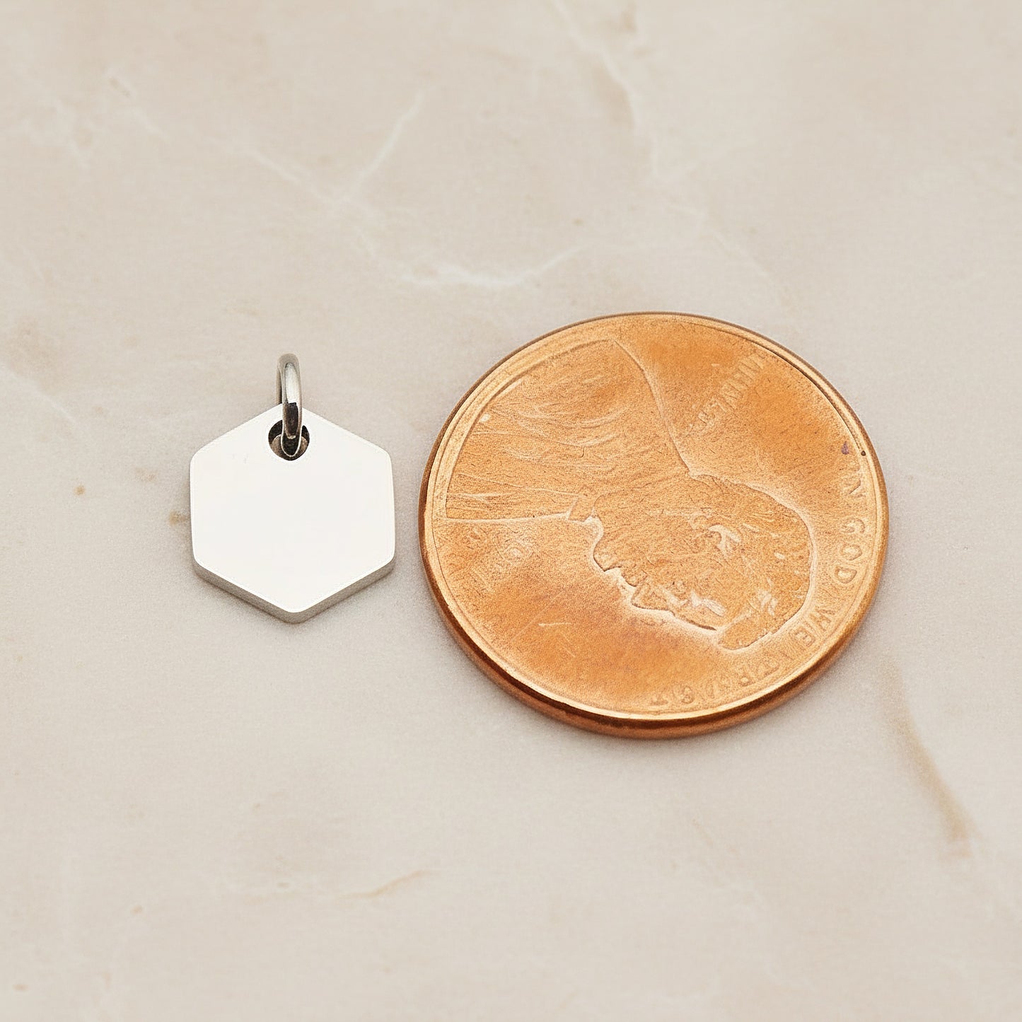 Hexagon Surgical Steel 8mm Pendant, 2 Pc - detail view 1 (SG.014)
