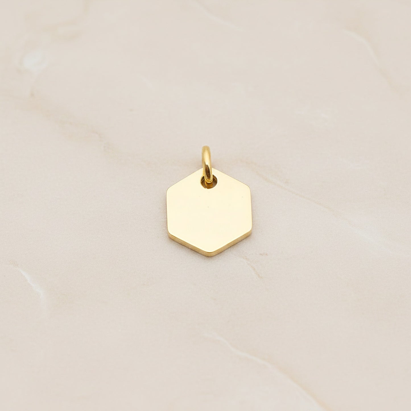 Hexagon Surgical Steel 8mm Pendant, 2 Pc - Gold NO ENGRAVING (SG.014)