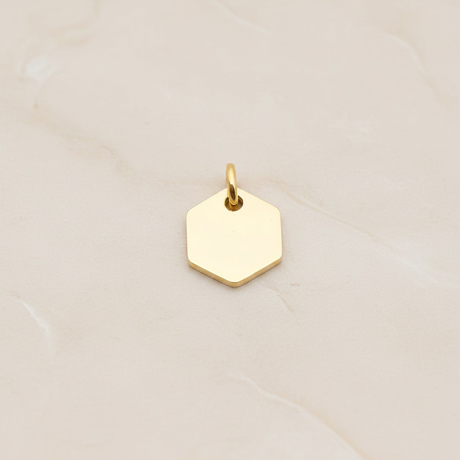 Hexagon Surgical Steel 8mm Pendant, 2 Pc - Gold NO ENGRAVING (SG.014)