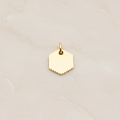 Hexagon Surgical Steel 8mm Pendant, 2 Pc - Gold NO ENGRAVING (SG.014)
