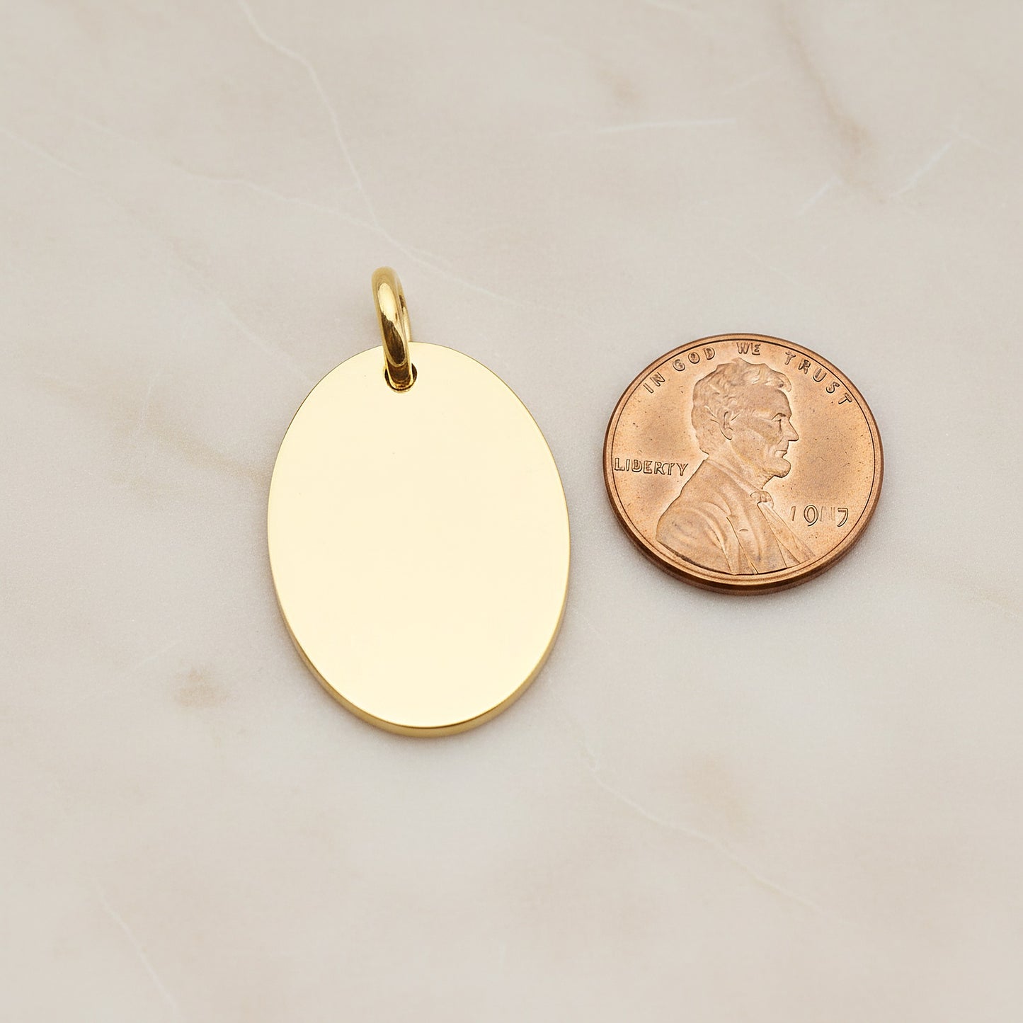 Oval Surgical Steel 16 x 19mm Pendant, 2 Pc - Gold NO ENGRAVING (SG.009)