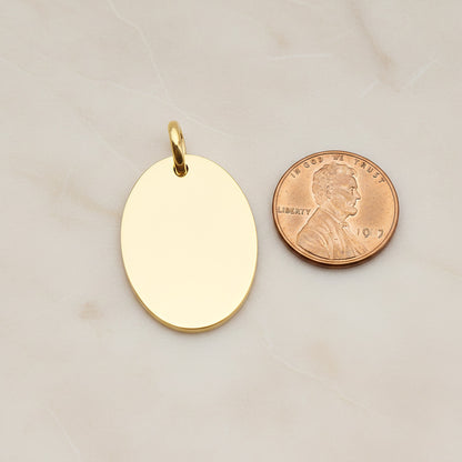 Oval Surgical Steel 16 x 19mm Pendant, 2 Pc - Gold NO ENGRAVING (SG.009)