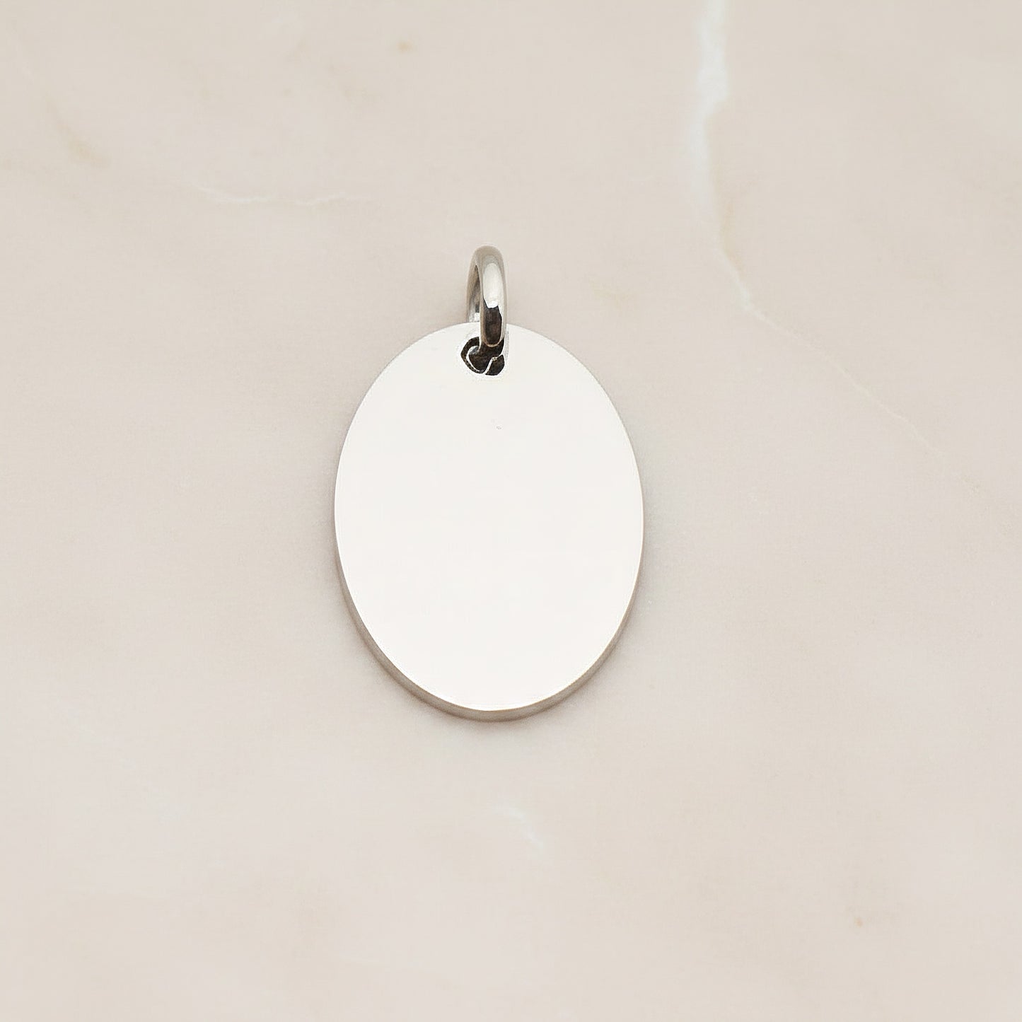 Oval Surgical Steel 16 x 19mm Pendant, 2 Pc - Silver NO ENGRAVING (SG.009)