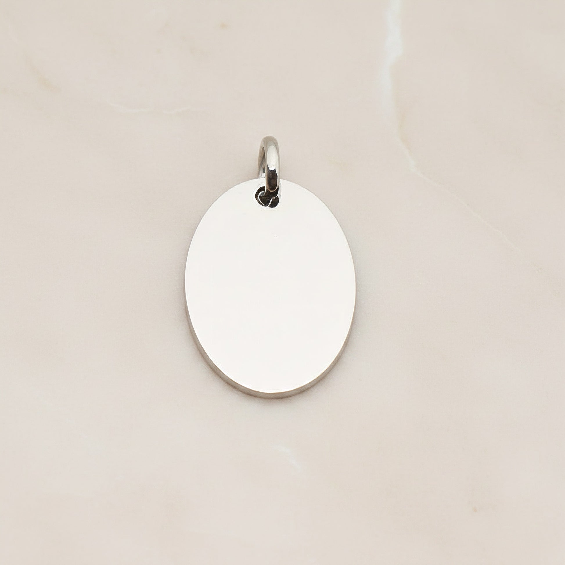 Oval Surgical Steel 16 x 19mm Pendant, 2 Pc - Silver NO ENGRAVING (SG.009)