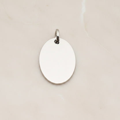 Oval Surgical Steel 16 x 19mm Pendant, 2 Pc - Silver NO ENGRAVING (SG.009)