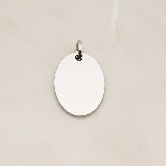 Oval Surgical Steel 16 x 19mm Pendant, 2 Pc - Silver NO ENGRAVING (SG.009)