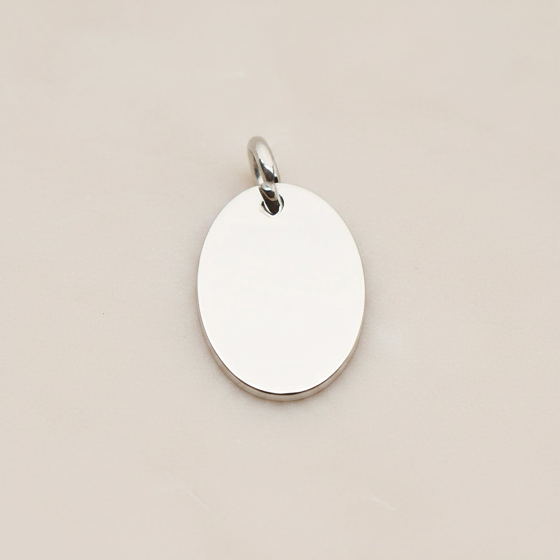Oval Surgical Steel 8 x 10mm Pendant, 2 Pc - Silver NO ENGRAVING (SG.006)