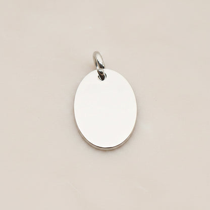 Oval Surgical Steel 8 x 10mm Pendant, 2 Pc - Silver NO ENGRAVING (SG.006)