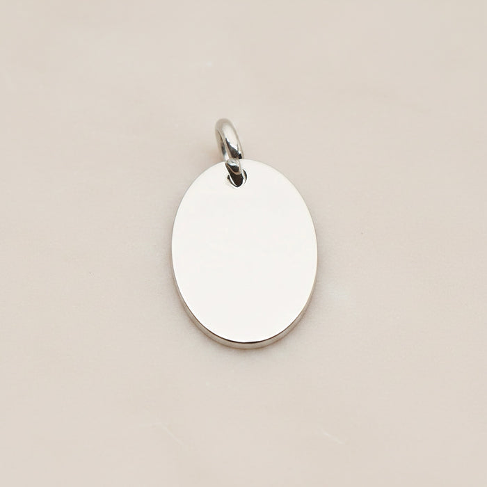 Oval Surgical Steel 8 x 10mm Pendant, 2 Pc - Silver NO ENGRAVING (SG.006)