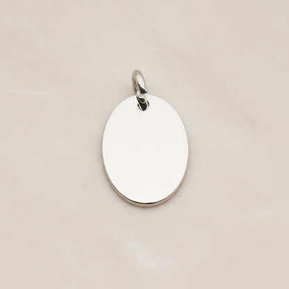 Oval Surgical Steel 12 x 16mm Pendant, 2 Pc - Silver NO ENGRAVING (SG.008)