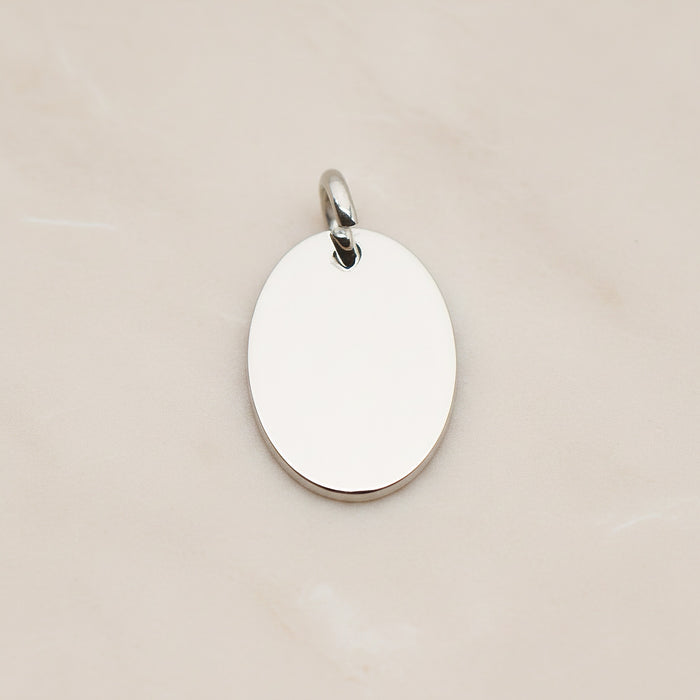 Oval Surgical Steel 12 x 16mm Pendant, 2 Pc - Silver NO ENGRAVING (SG.008)