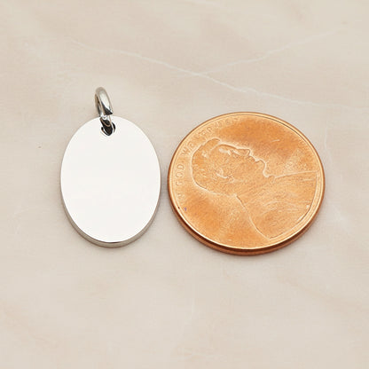Oval Surgical Steel 12 x 16mm Pendant, 2 Pc - detail view 1 (SG.008)