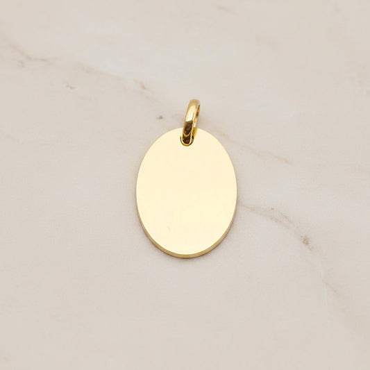 Oval Surgical Steel 12 x 16mm Pendant, 2 Pc - Gold NO ENGRAVING (SG.008)