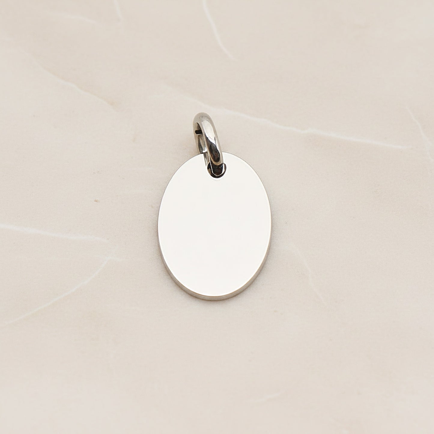 Oval Surgical Steel 10 x 14mm Pendant, 2 Pc - Silver NO ENGRAVING (SG.007)