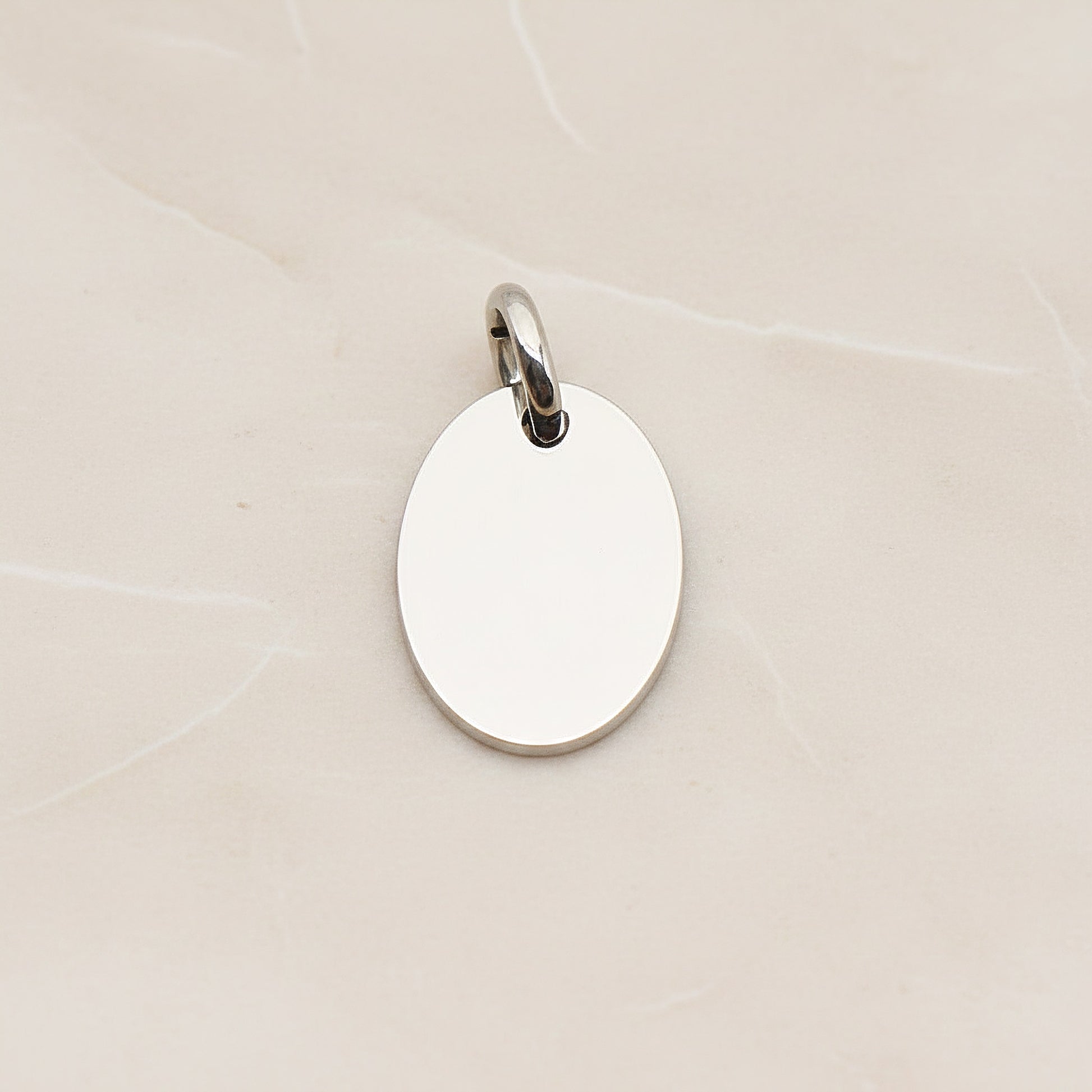 Oval Surgical Steel 10 x 14mm Pendant, 2 Pc - Silver NO ENGRAVING (SG.007)