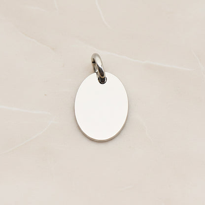 Oval Surgical Steel 10 x 14mm Pendant, 2 Pc - Silver NO ENGRAVING (SG.007)
