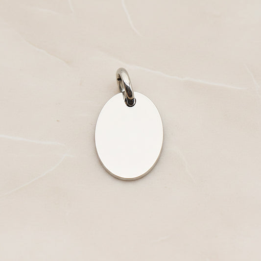 Oval Surgical Steel 10 x 14mm Pendant, 2 Pc - Silver NO ENGRAVING (SG.007)