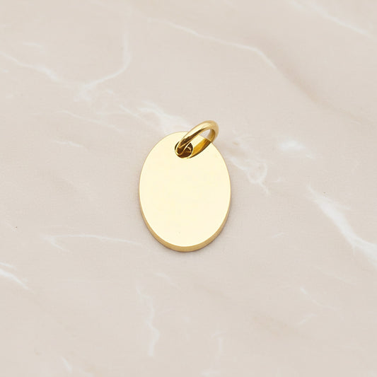 Oval Surgical Steel 8 x 10mm Pendant, 2 Pc - Gold NO ENGRAVING (SG.006)