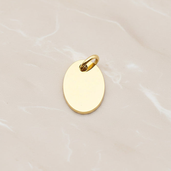 Oval Surgical Steel 8 x 10mm Pendant, 2 Pc - Gold NO ENGRAVING (SG.006)