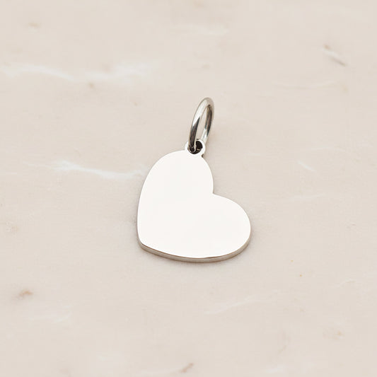 Heart Surgical Steel 15 x 13mm Pendant, 2 Pc - Silver NO ENGRAVING (SG.019)