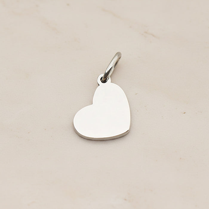 Heart Surgical Steel 12 x 10mm Pendant, 2 Pc - Silver NO ENGRAVING (SG.018)