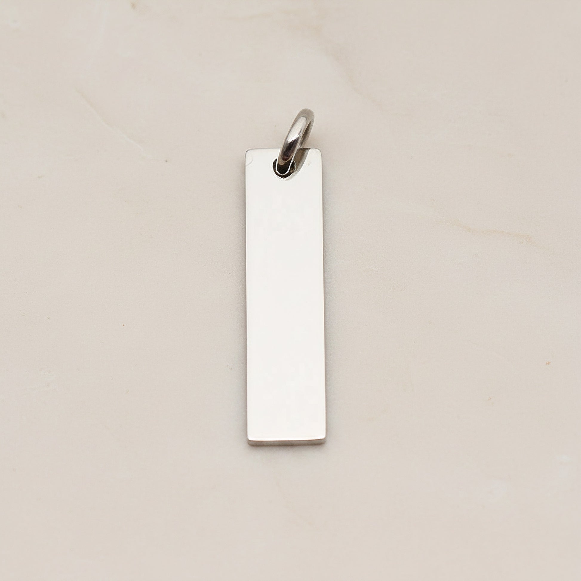 Rectangle Bar Surgical Steel 25 x 6mm Pendant, 2 Pc - Silver NO ENGRAVING (SG.025)