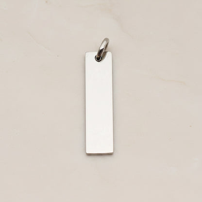 Rectangle Bar Surgical Steel 25 x 6mm Pendant, 2 Pc - Silver NO ENGRAVING (SG.025)