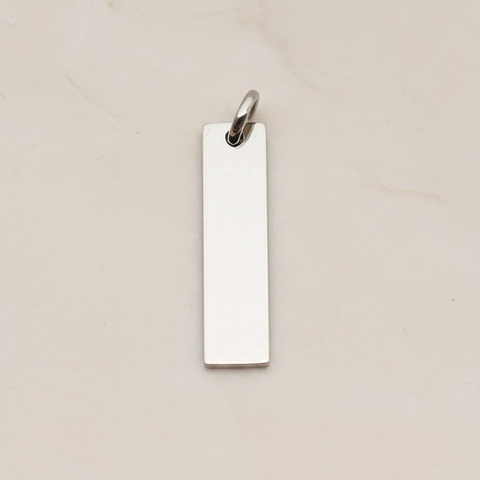 Rectangle Bar Surgical Steel 25 x 6mm Pendant, 2 Pc - Silver NO ENGRAVING (SG.025)