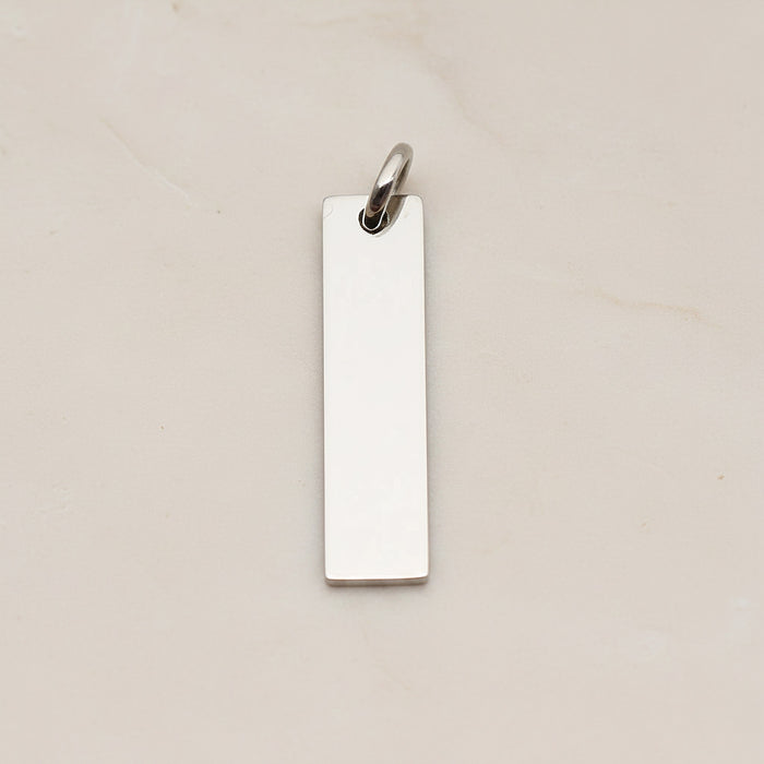 Rectangle Bar Surgical Steel 25 x 6mm Pendant, 2 Pc - Silver NO ENGRAVING (SG.025)