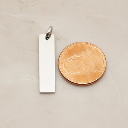 Rectangle Bar Surgical Steel 25 x 6mm Pendant, 2 Pc - detail view 1 (SG.025)