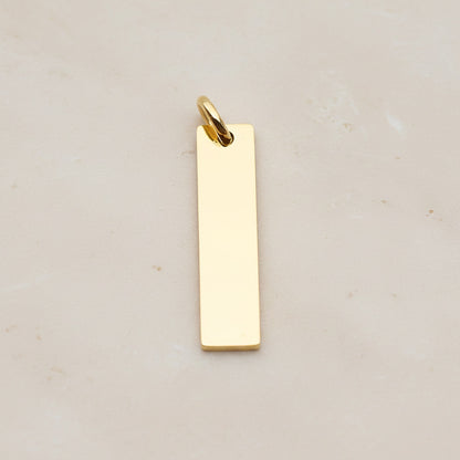 Rectangle Bar Surgical Steel 25 x 6mm Pendant, 2 Pc - Gold NO ENGRAVING (SG.025)