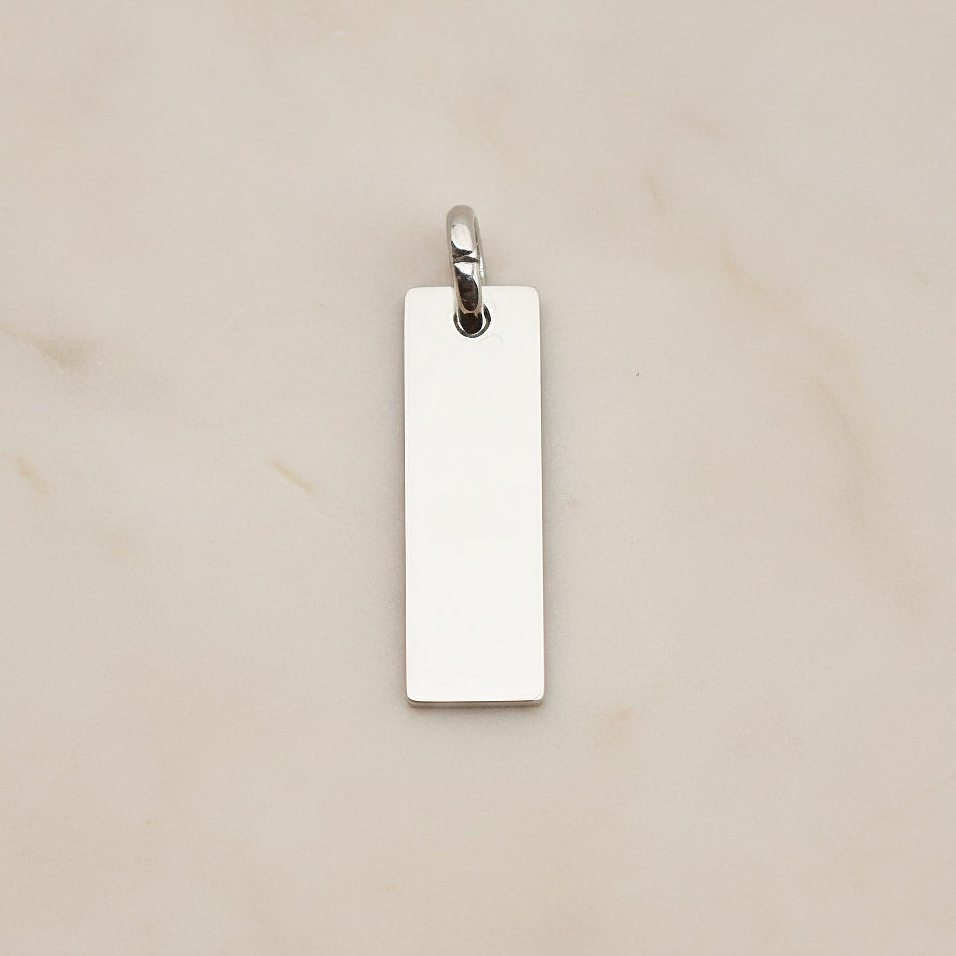 Rectangle Surgical Steel 20 x 6mm Pendant, 2 Pc - Silver NO ENGRAVING (SG.024)