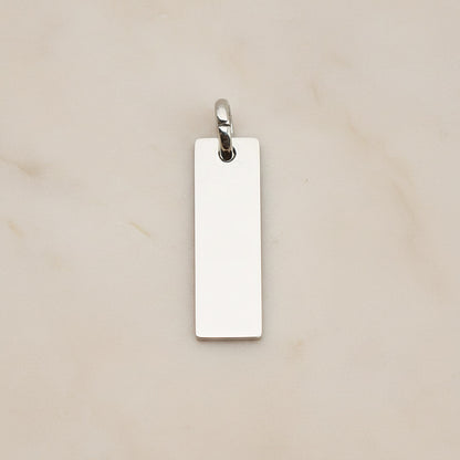 Rectangle Surgical Steel 20 x 6mm Pendant, 2 Pc - Silver NO ENGRAVING (SG.024)