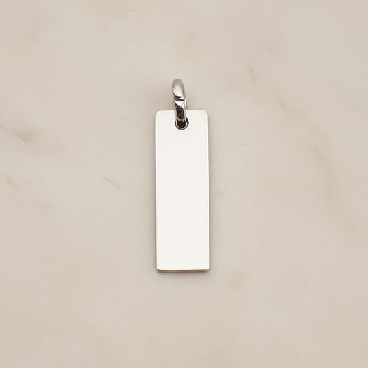 Rectangle Surgical Steel 20 x 6mm Pendant, 2 Pc - Silver NO ENGRAVING (SG.024)