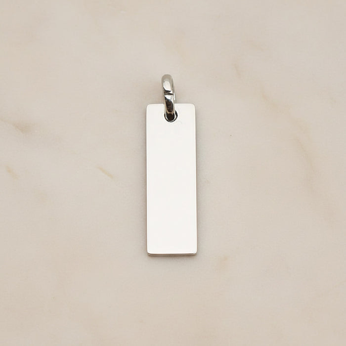 Rectangle Surgical Steel 20 x 6mm Pendant, 2 Pc - Silver NO ENGRAVING (SG.024)