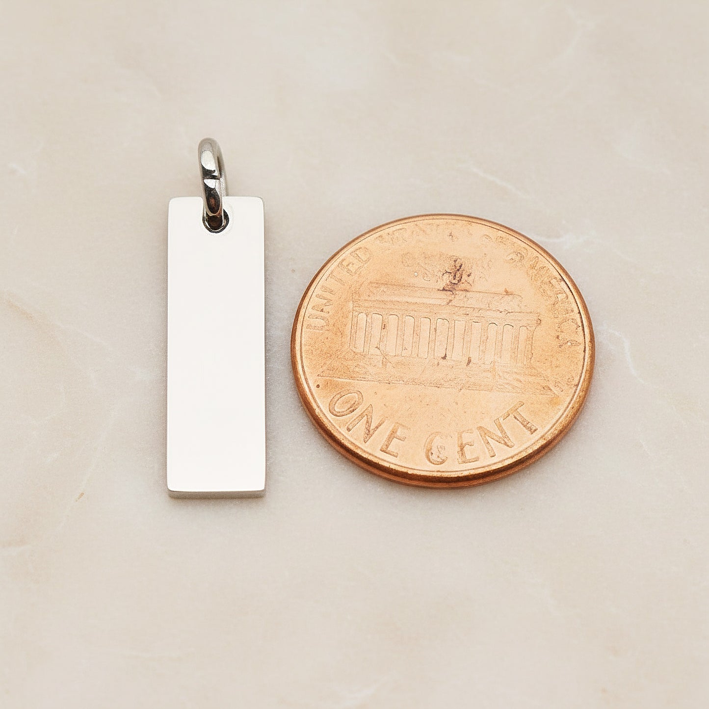 Rectangle Surgical Steel 20 x 6mm Pendant, 2 Pc - detail view 1 (SG.024)