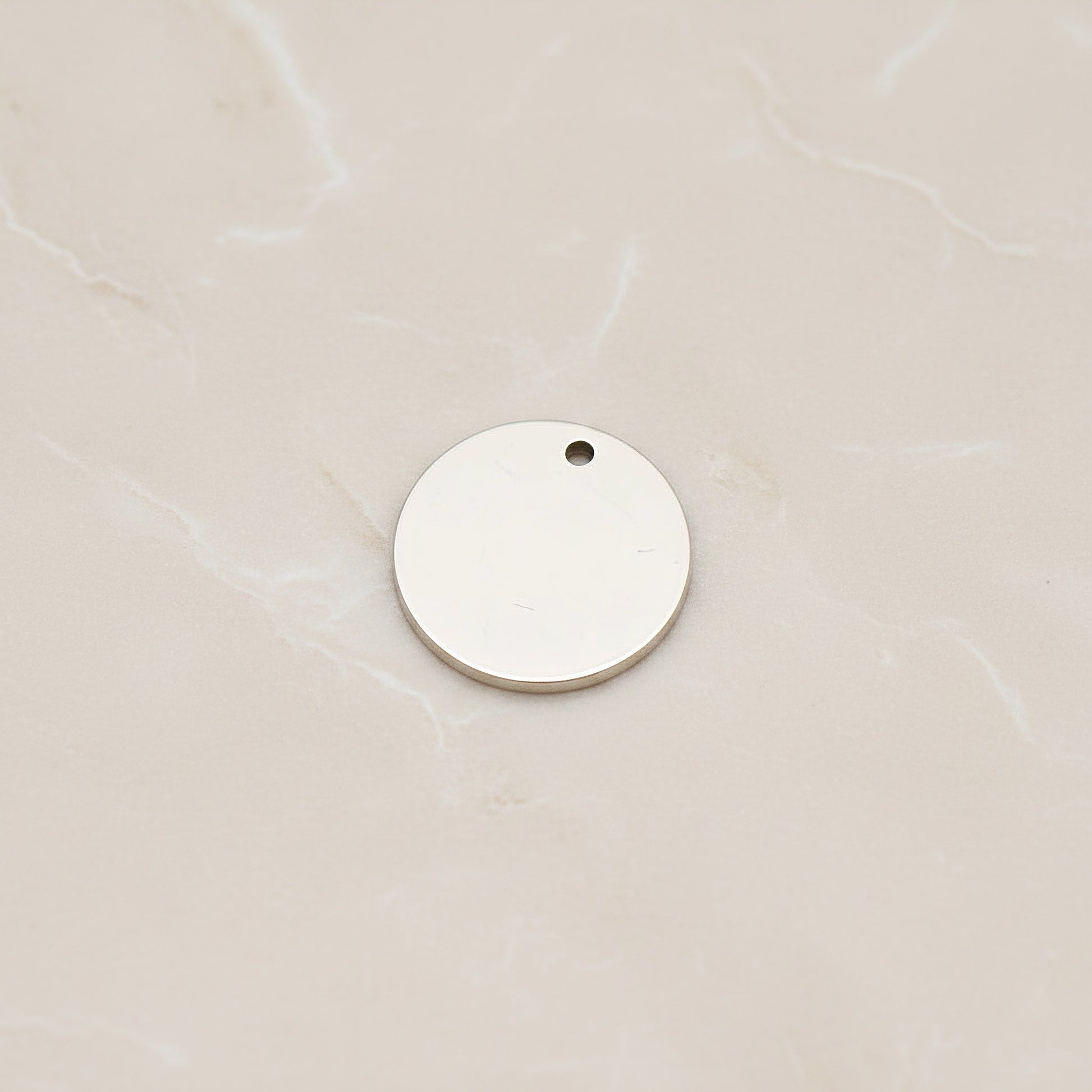 Round Surgical Steel 11mm Disc Pendant, 2 Pc - Silver NO ENGRAVING (SG.028)
