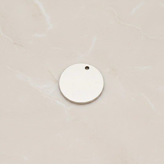 Round Surgical Steel 11mm Disc Pendant, 2 Pc - Silver NO ENGRAVING (SG.028)