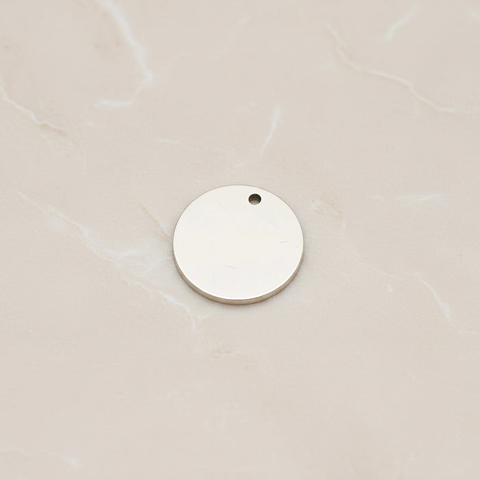 Round Surgical Steel 11mm Disc Pendant, 2 Pc - Silver NO ENGRAVING (SG.028)