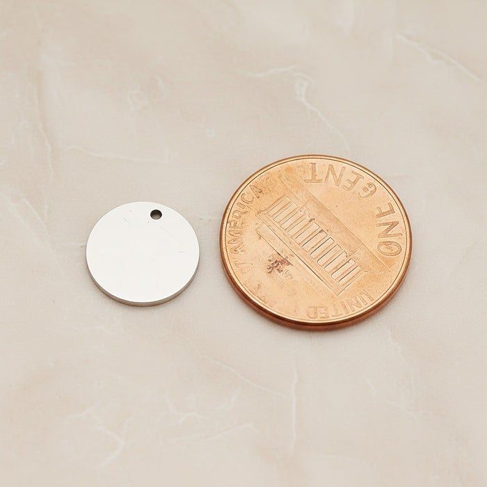 Round Surgical Steel 11mm Disc Pendant, 2 Pc - detail view 1 (SG.028)