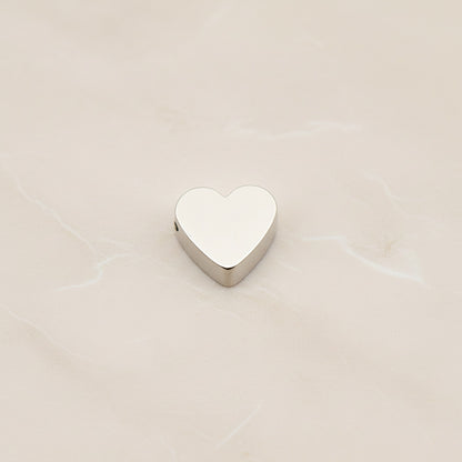 Heart Surgical Steel 9 x 8mm Pendant, 2 Pc - Silver NO ENGRAVING (SG.026)