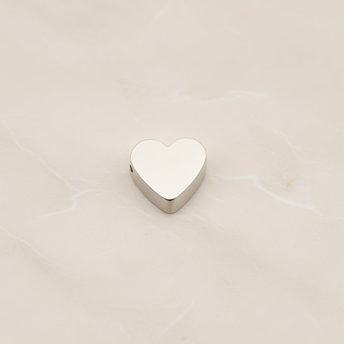Heart Surgical Steel 9 x 8mm Pendant, 2 Pc - Silver NO ENGRAVING (SG.026)