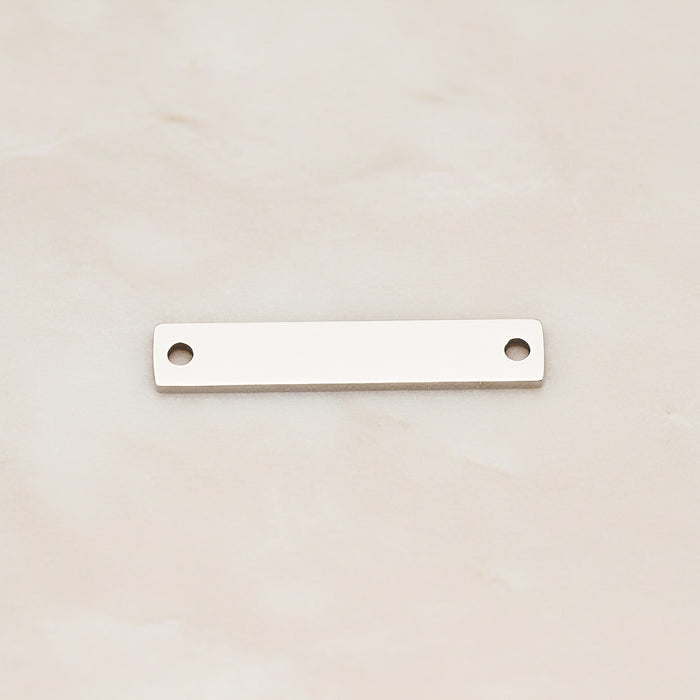Rectangle Surgical Steel 5x25mm Connector, 2 Pc - Silver NO ENGRAVING (SG.021)