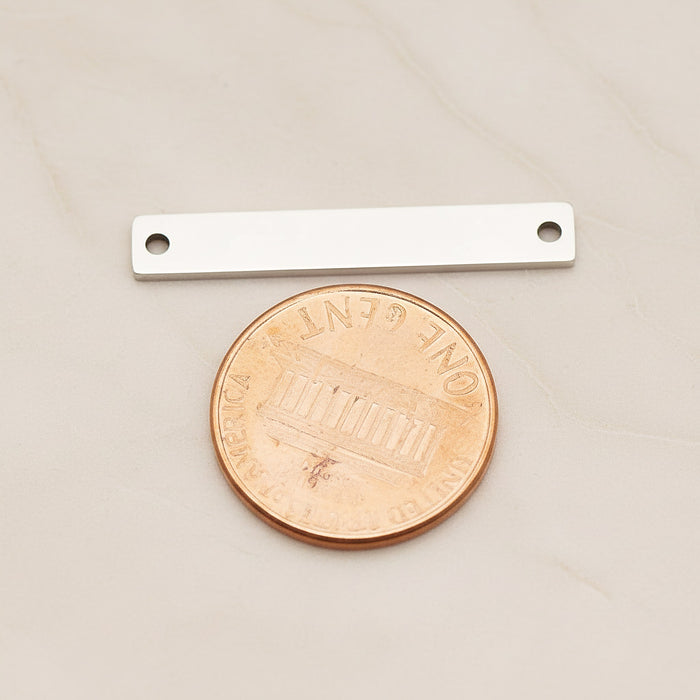 Rectangle Surgical Steel 5 x 30mm Connector, 2 Pc - detail view 1 (SG.022)