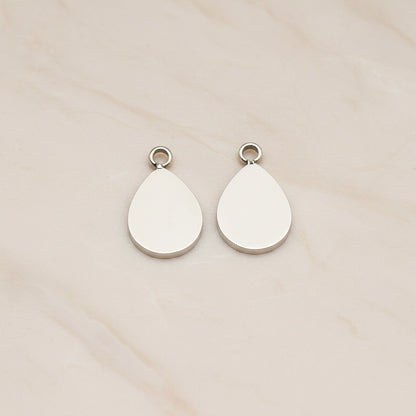 Teardrop Surgical Steel 7 x 12mm Pendant, 2 Pc - Silver NO ENGRAVING (SG.027)