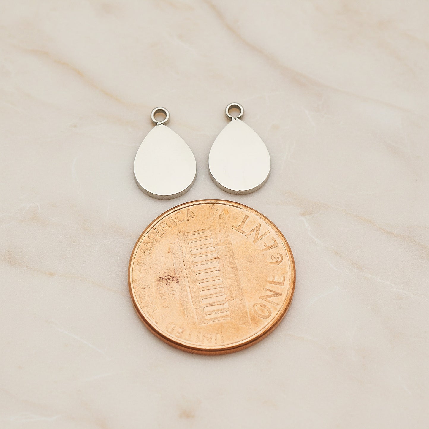 Teardrop Surgical Steel 7 x 12mm Pendant, 2 Pc - detail view 1 (SG.027)
