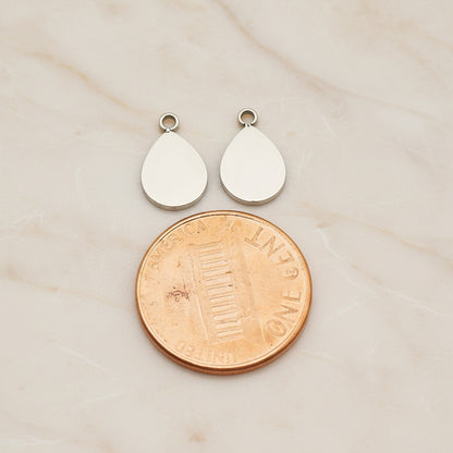Teardrop Surgical Steel 7 x 12mm Pendant, 2 Pc - detail view 1 (SG.027)
