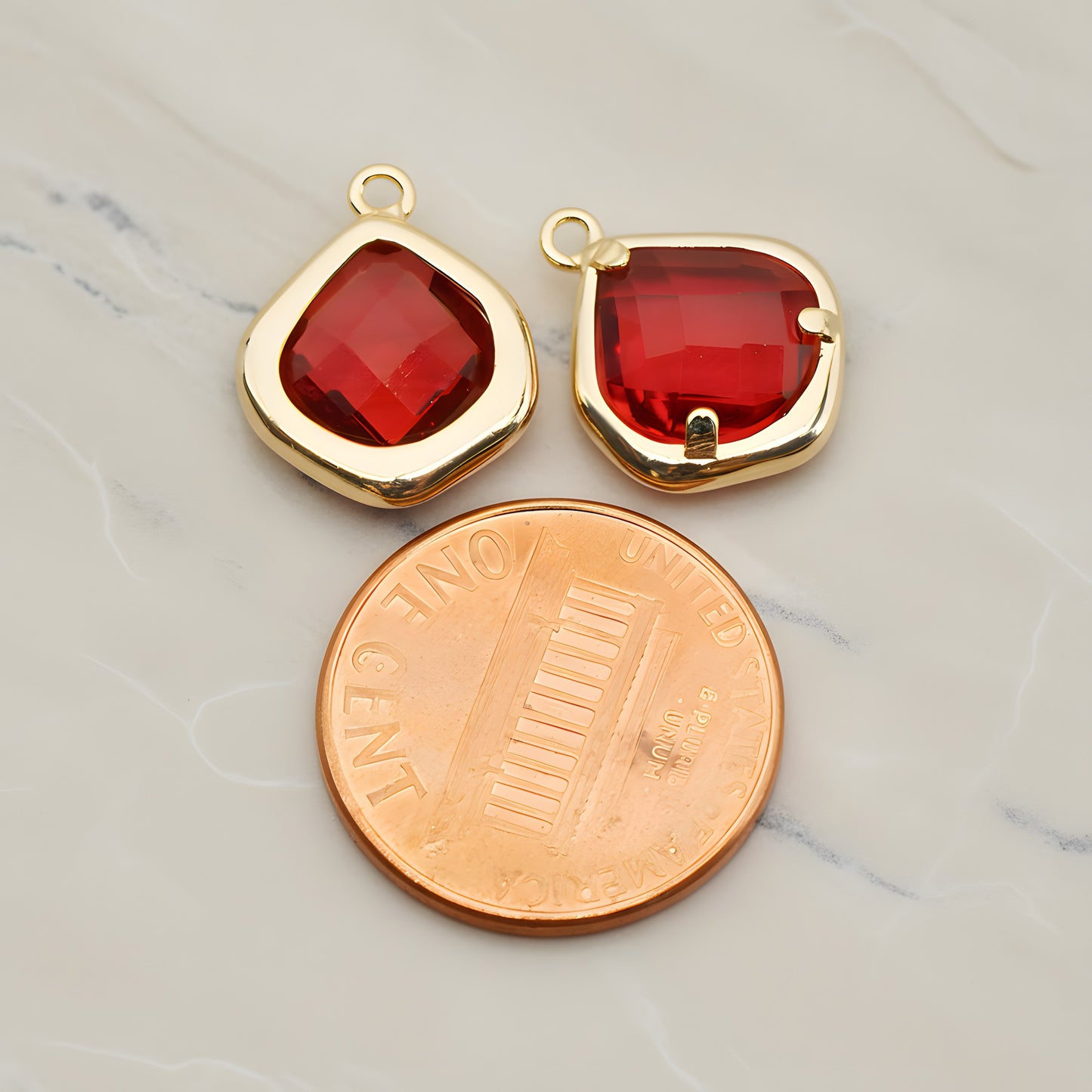 Pear Framed Glass Pendant, 2 Pc (FS.299)