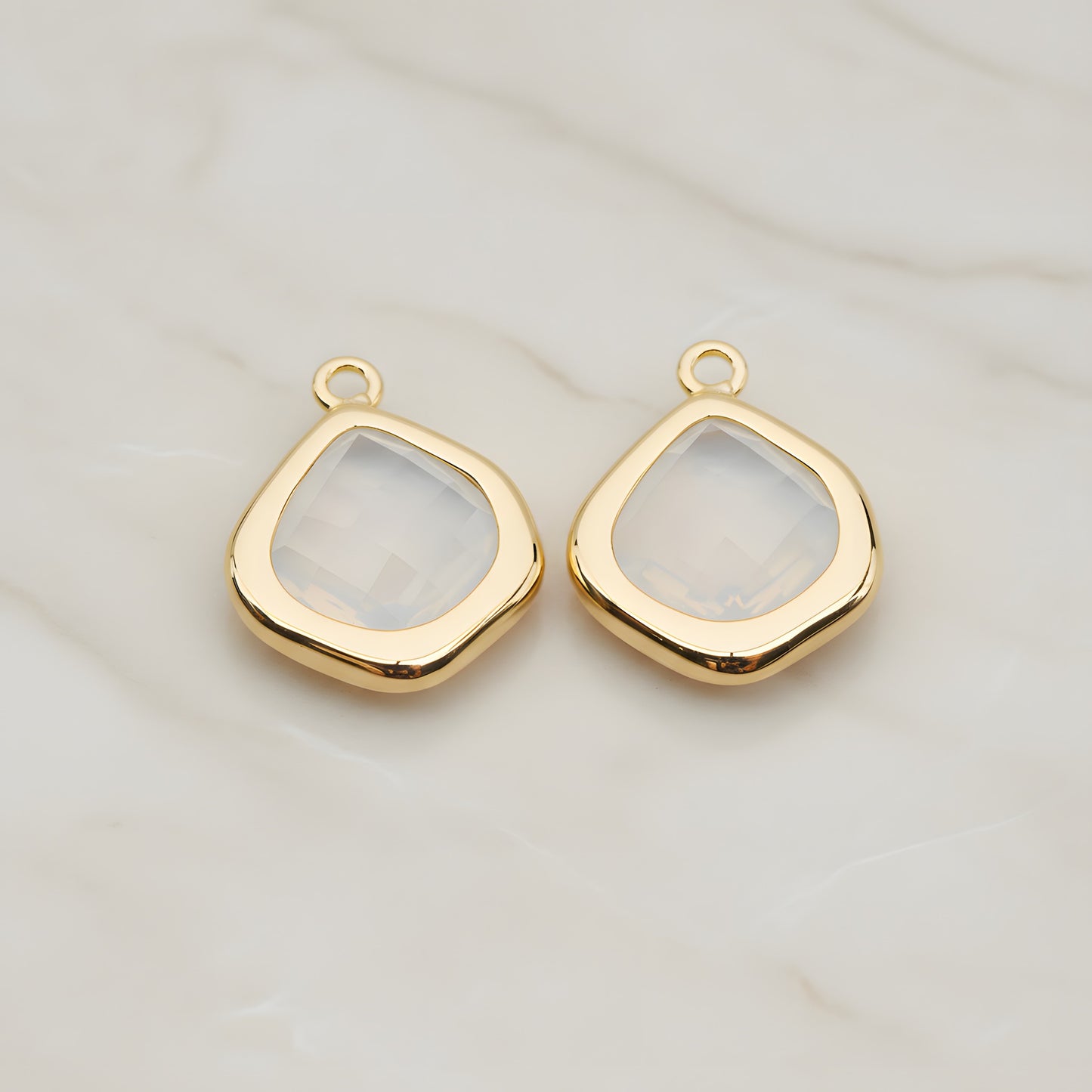Pear Framed Glass Pendant, 2 Pc (FS.299)